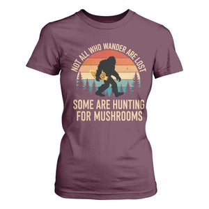 Bigfoot Mushroom Lovers T Shirt For Women Retro Sasquatch Fungi Morel Mushroom