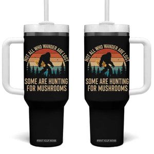 Bigfoot Mushroom Lovers Tumbler With Handle Retro Sasquatch Fungi Morel Mushroom
