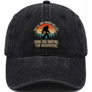 Bigfoot Mushroom Lovers Washed Cotton Baseball Cap Retro Sasquatch Fungi Morel Mushroom