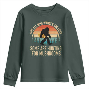 Bigfoot Mushroom Lovers Youth Sweatshirt Retro Sasquatch Fungi Morel Mushroom