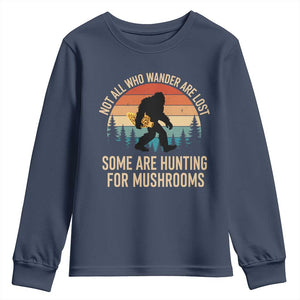 Bigfoot Mushroom Lovers Youth Sweatshirt Retro Sasquatch Fungi Morel Mushroom