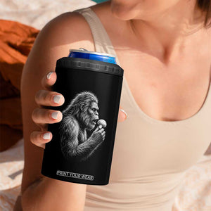 Bigfoot Mushroom 4 in 1 Can Cooler Tumbler Vintage Sasquatch Art Mystical Nature Lover Retro