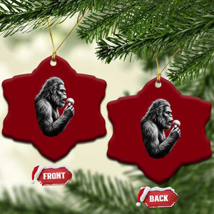 Bigfoot Mushroom Ceramic Ornament Vintage Sasquatch Art Mystical Nature Lover Retro