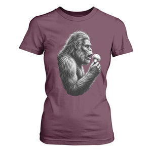 Bigfoot Mushroom T Shirt For Women Vintage Sasquatch Art Mystical Nature Lover Retro