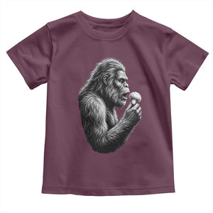 Bigfoot Mushroom Toddler T Shirt Vintage Sasquatch Art Mystical Nature Lover Retro