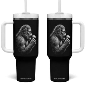 Bigfoot Mushroom Tumbler With Handle Vintage Sasquatch Art Mystical Nature Lover Retro