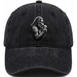 Bigfoot Mushroom Washed Cotton Baseball Cap Vintage Sasquatch Art Mystical Nature Lover Retro