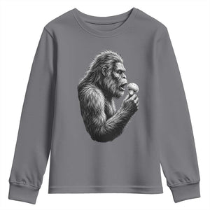 Bigfoot Mushroom Youth Sweatshirt Vintage Sasquatch Art Mystical Nature Lover Retro