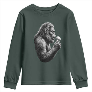 Bigfoot Mushroom Youth Sweatshirt Vintage Sasquatch Art Mystical Nature Lover Retro