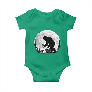 Bigfoot Mushroom Hunter Baby Onesie Vintage Sasquatch Art Mystical Nature Lover Retro Full Moon