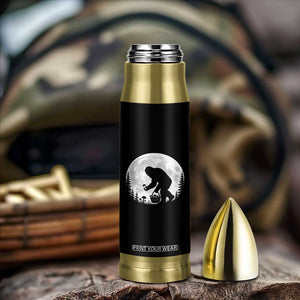 Bigfoot Mushroom Hunter Bullet Tumbler Vintage Sasquatch Art Mystical Nature Lover Retro Full Moon