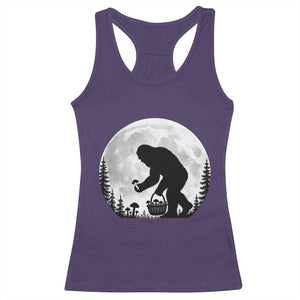 Bigfoot Mushroom Hunter Racerback Tank Top Vintage Sasquatch Art Mystical Nature Lover Retro Full Moon