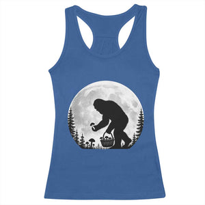Bigfoot Mushroom Hunter Racerback Tank Top Vintage Sasquatch Art Mystical Nature Lover Retro Full Moon