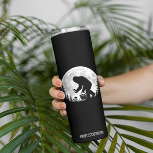 Bigfoot Mushroom Hunter Skinny Tumbler Vintage Sasquatch Art Mystical Nature Lover Retro Full Moon