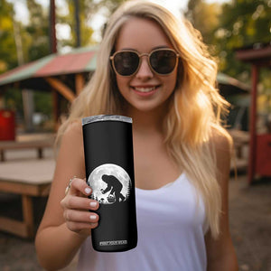Bigfoot Mushroom Hunter Skinny Tumbler Vintage Sasquatch Art Mystical Nature Lover Retro Full Moon