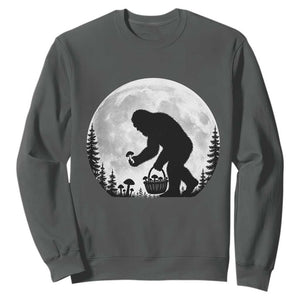 Bigfoot Mushroom Hunter Sweatshirt Vintage Sasquatch Art Mystical Nature Lover Retro Full Moon