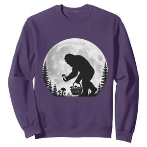 Bigfoot Mushroom Hunter Sweatshirt Vintage Sasquatch Art Mystical Nature Lover Retro Full Moon