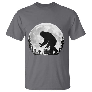 Bigfoot Mushroom Hunter T Shirt Vintage Sasquatch Art Mystical Nature Lover Retro Full Moon