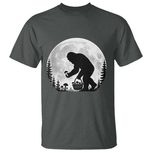 Bigfoot Mushroom Hunter T Shirt Vintage Sasquatch Art Mystical Nature Lover Retro Full Moon