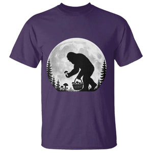 Bigfoot Mushroom Hunter T Shirt Vintage Sasquatch Art Mystical Nature Lover Retro Full Moon