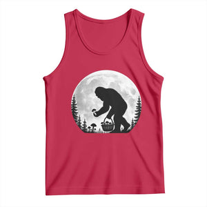 Bigfoot Mushroom Hunter Tank Top Vintage Sasquatch Art Mystical Nature Lover Retro Full Moon
