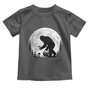 Bigfoot Mushroom Hunter Toddler T Shirt Vintage Sasquatch Art Mystical Nature Lover Retro Full Moon