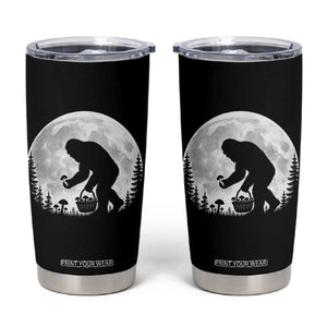 Bigfoot Mushroom Hunter Tumbler Cup Vintage Sasquatch Art Mystical Nature Lover Retro Full Moon
