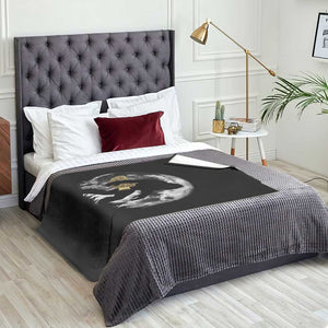 Bigfoot with Morel Mushroom Throw Blanket Sasquatch Fungi Full Moon Silhouette Graphic