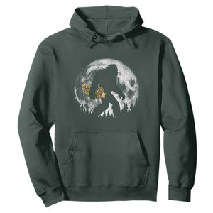 Bigfoot with Morel Mushroom Hoodie Sasquatch Fungi Full Moon Silhouette Graphic