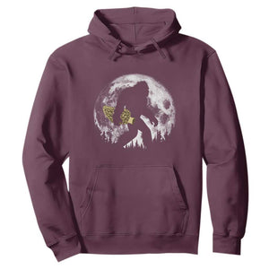 Bigfoot with Morel Mushroom Hoodie Sasquatch Fungi Full Moon Silhouette Graphic