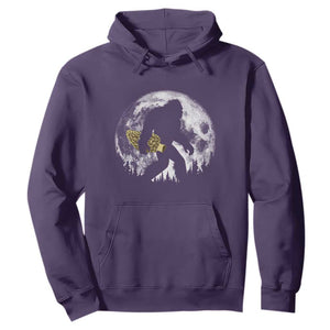 Bigfoot with Morel Mushroom Hoodie Sasquatch Fungi Full Moon Silhouette Graphic