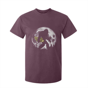 Bigfoot with Morel Mushroom T Shirt For Kid Sasquatch Fungi Full Moon Silhouette Graphic