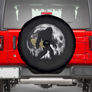 Bigfoot with Morel Mushroom Spare Tire Cover Sasquatch Fungi Full Moon Silhouette Graphic