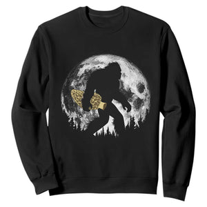 Bigfoot with Morel Mushroom Sweatshirt Sasquatch Fungi Full Moon Silhouette Graphic