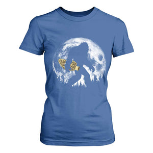 Bigfoot with Morel Mushroom T Shirt For Women Sasquatch Fungi Full Moon Silhouette Graphic