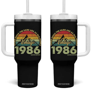 40th Birthday Tumbler With Handle Vintage 1986 Weird Being the Same Age as Old People 40 Year Old Gift