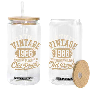 40th Birthday Glass Can Vintage 1986 40 Year Old Gift Weird Being the Same Age as Old People