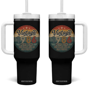 Vintage 1986 40th Birthday Tumbler With Handle 40 Year Old Gift Weird Being the Same Age as Old People