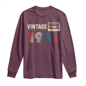 Vintage 1936 90th Birthday Gifts Long Sleeve Shirt 90 Year Old Favors