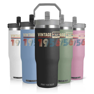Vintage 1956 70th Birthday Gifts Flip Straw Tumbler 70 Year Old Favors