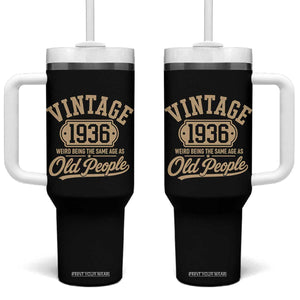 90th Birthday Tumbler With Handle Vintage 1936 90 Year Old Gift Weird Being the Same Age as Old People