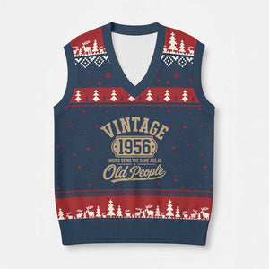 70th Birthday V-Neck Knit Sweater Vest Vintage 1956 70 Year Old Gift Weird Being the Same Age as Old People