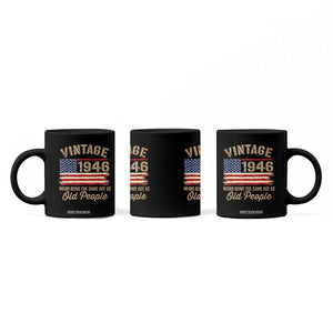 80th Birthday Coffee Mug Vintage 1946 Weird Being the Same Age as Old People USA Flag