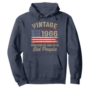 60th Birthday Hoodie Vintage 1966 Weird Being the Same Age as Old People USA Flag