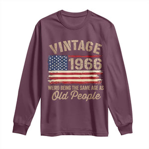 60th Birthday Long Sleeve Shirt Vintage 1966 Weird Being the Same Age as Old People USA Flag