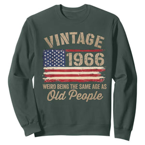 60th Birthday Sweatshirt Vintage 1966 Weird Being the Same Age as Old People USA Flag
