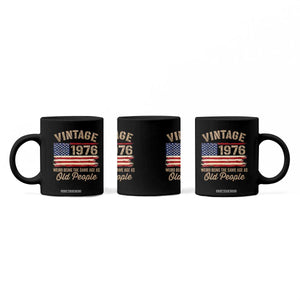 50th Birthday Coffee Mug Vintage 1976 Weird Being the Same Age as Old People USA Flag