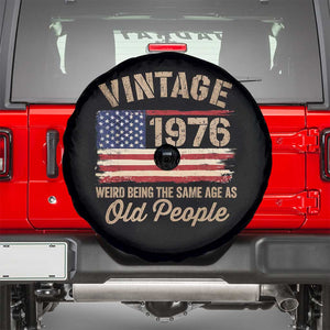 50th Birthday Spare Tire Cover Vintage 1976 Weird Being the Same Age as Old People USA Flag