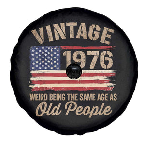 50th Birthday Spare Tire Cover Vintage 1976 Weird Being the Same Age as Old People USA Flag