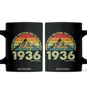 90th Birthday Coffee Mug Vintage 1936 Weird Being the Same Age as Old People 90 Year Old Gift